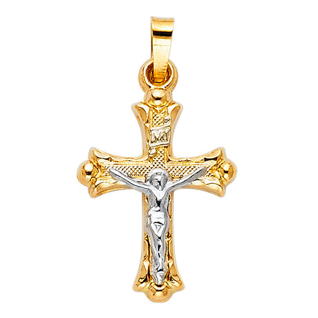 14K Two-Tone Gold Crucifix Pendant