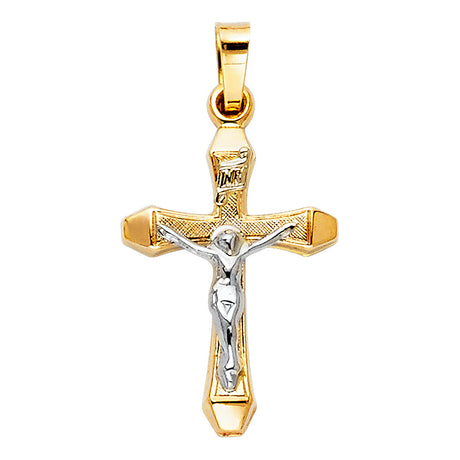 14K Two-Tone Gold Crucifix Pendant