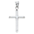 14K White Gold Polished Rounded-End Cross Pendant