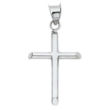 14K White Gold Polished Rounded-End Cross Pendant