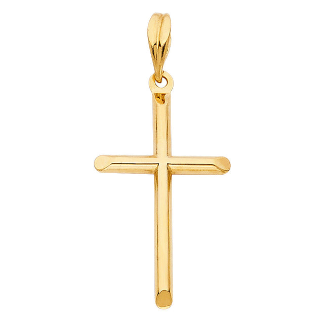 14K Yellow Gold Rounded-End Latin Cross Pendant