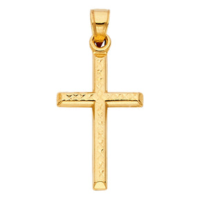 14K Gold Diamond-Cut Cross Pendant