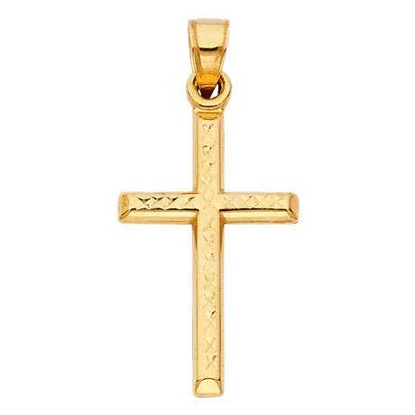 14K Gold Diamond-Cut Cross Pendant