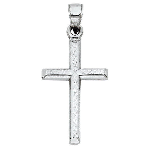 14K Gold Diamond-Cut Cross Pendant