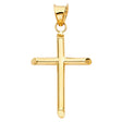 14K Yellow Gold Beveled Rounded-End Cross Pendant