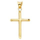 14K Yellow Gold Beveled Rounded-End Cross Pendant