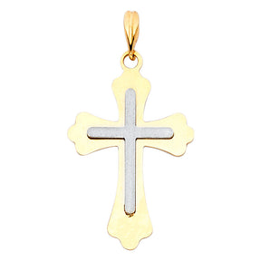 14K Two-Tone Gold Cross Pendant