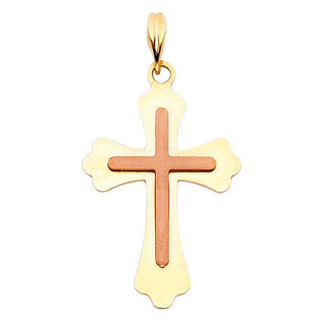 14K Two-Tone Gold Cross Pendant