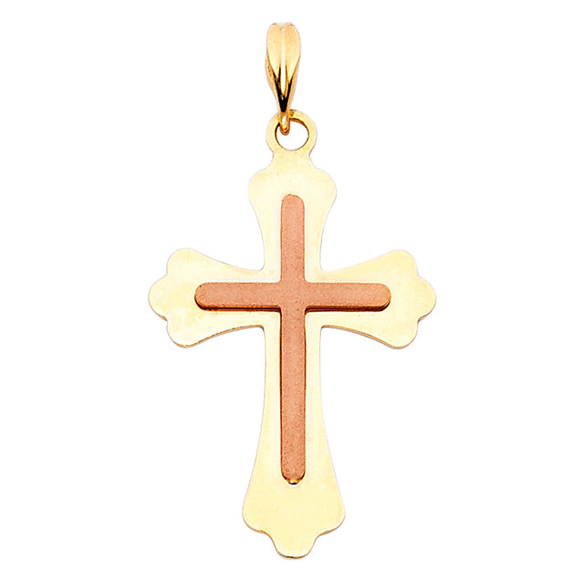 14K Two-Tone Gold Cross Pendant
