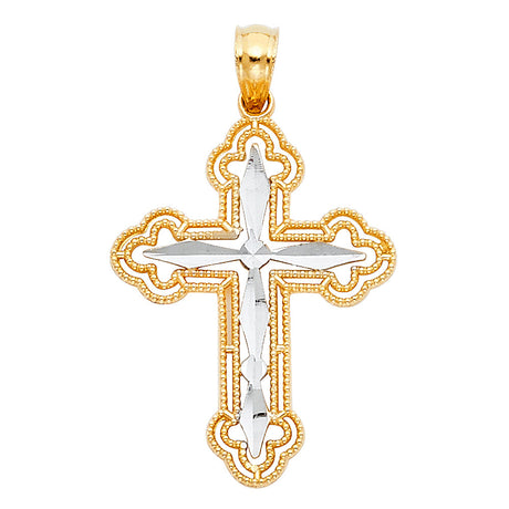 14K Two-Tone Gold Cross Pendant