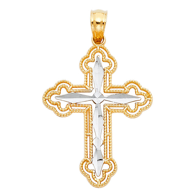 14K Two-Tone Gold Cross Pendant