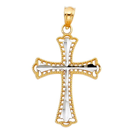 14K Two-Tone Gold Cross Pendant