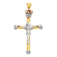 14K Tricolor Gold Fancy Crucifix Pendant