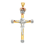 14K Tricolor Gold Fancy Crucifix Pendant