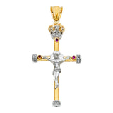 14K Two-Tone Gold Fancy Crucifix Pendant