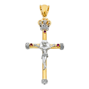 14K Two-Tone Gold Fancy Crucifix Pendant