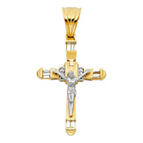 14K Two-Tone Gold CZ Fancy Crucifix Pendant