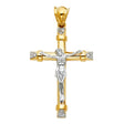 14K Two-Tone Gold CZ Fancy Crucifix Pendant