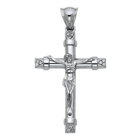 14K White Gold Pave Fancy Crucifix Pendant