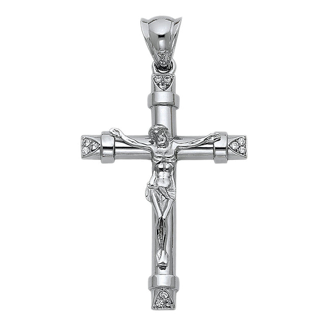 14K White Gold Pave Fancy Crucifix Pendant