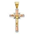 14K Tricolor Gold CZ Fancy Crucifix Pendant
