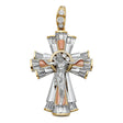 14K Tricolor Gold CZ Fancy Crucifix Pendant