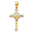 14K Tricolor Gold CZ Crucifix Pendant