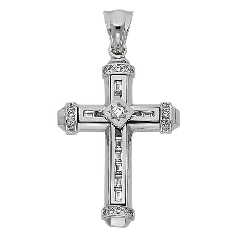 14K White Gold Fancy Cross Pendant