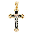 14K Tricolor Gold CZ Crucifix Pendant