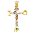 14K Tricolor Gold Lucky Cross Pendant