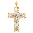 14K Tricolor Gold Fancy Crucifix Pendant