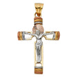 14K Tricolor Gold Fancy Crucifix Pendant