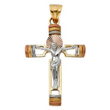 14K Tricolor Gold Fancy Crucifix Pendant