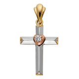 14K Tricolor Gold Cross Pendant
