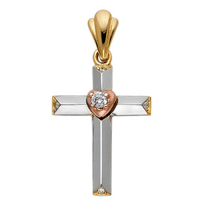 14K Tricolor Gold Cross Pendant