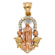 14K Two-Tone Gold Our Lady of Guadalupe Roses Medal Pendant on white background - Italian Fashions