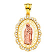 14K Two-Tone Gold Our Lady of Guadalupe Oval Medal Pendant on white background - Italian Fashions