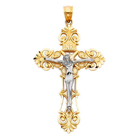 14K Two-Tone Gold Crucifix Pendant
