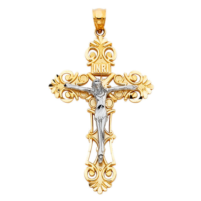 14K Two-Tone Gold Crucifix Pendant