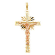 14K Two-Tone Gold Sunburst Crucifix Pendant on white background - Italian Fashions