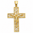 14K Yellow Gold Fancy Crucifix Pendant on white background - Italian Fashions