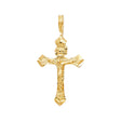 14K Yellow Gold Flared INRI Crucifix Pendant on white background - Italian Fashions