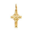 14K Yellow Gold Sunburst Ray Crucifix Pendant on white background - Italian Fashions