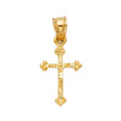 14K Yellow Gold Budded Trefoil Crucifix Pendant on white background - Italian Fashions