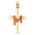 14K Two-Tone Gold Draped Shroud Cross Pendant on white background - Italian Fashions