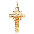 14K Two-Tone Gold Laurel Frame Crucifix Pendant on white background - Italian Fashions