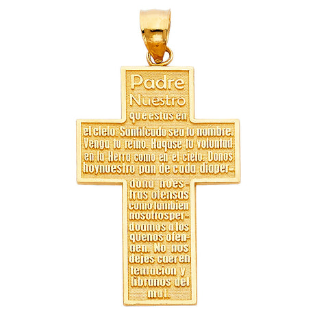 14K Yellow Gold Padre Nuestro Cross Pendant