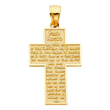 14K Yellow Gold Padre Nuestro Cross Pendant, medium — Italian Fashions