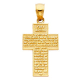 14K Yellow Gold Padre Nuestro Cross Pendant, small — Italian Fashions