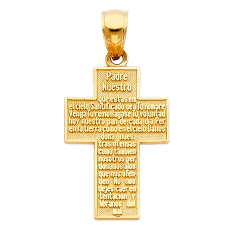 14K Yellow Gold Padre Nuestro Cross Pendant, small — Italian Fashions